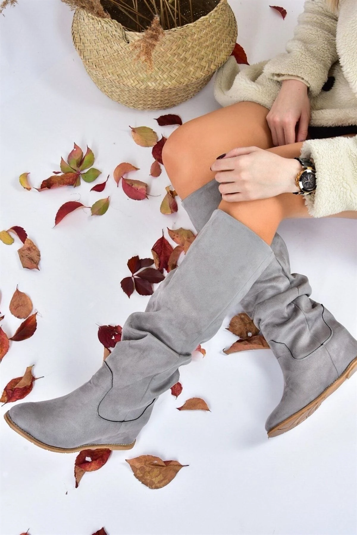 Fox Shoes Stiefel - Grau - Flacher Absatz Damen Stiefel 186865503 3 Fox Shoes Stiefel - Grau - Flacher Absatz Damen Stiefel 186865503