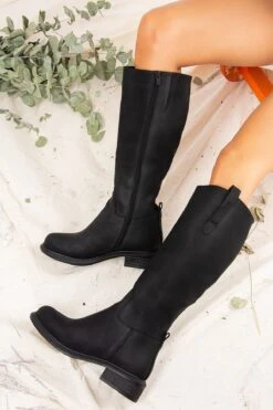 Panama Schuhe Geschaft 19 Fox Shoes Stiefel - Schwarz - Blockabsatz Damen Stiefel 50932185