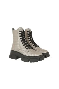 Steven Madden Stiefelette - Silberfarben - Flacher Absatz Damen Stiefel Und Stiefeletten 741585489