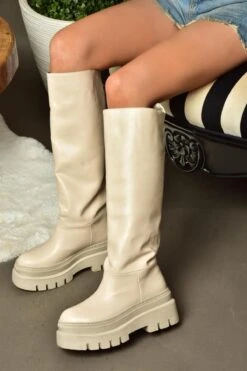 Fox Shoes Stiefel - Beige - Blockabsatz Damen Stiefel 758321620