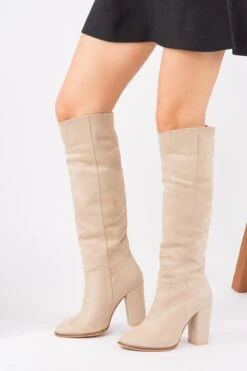 Panama Schuhe Geschaft 23 Fox Shoes Stiefel - Beige - Blockabsatz Damen Stiefel 34184687