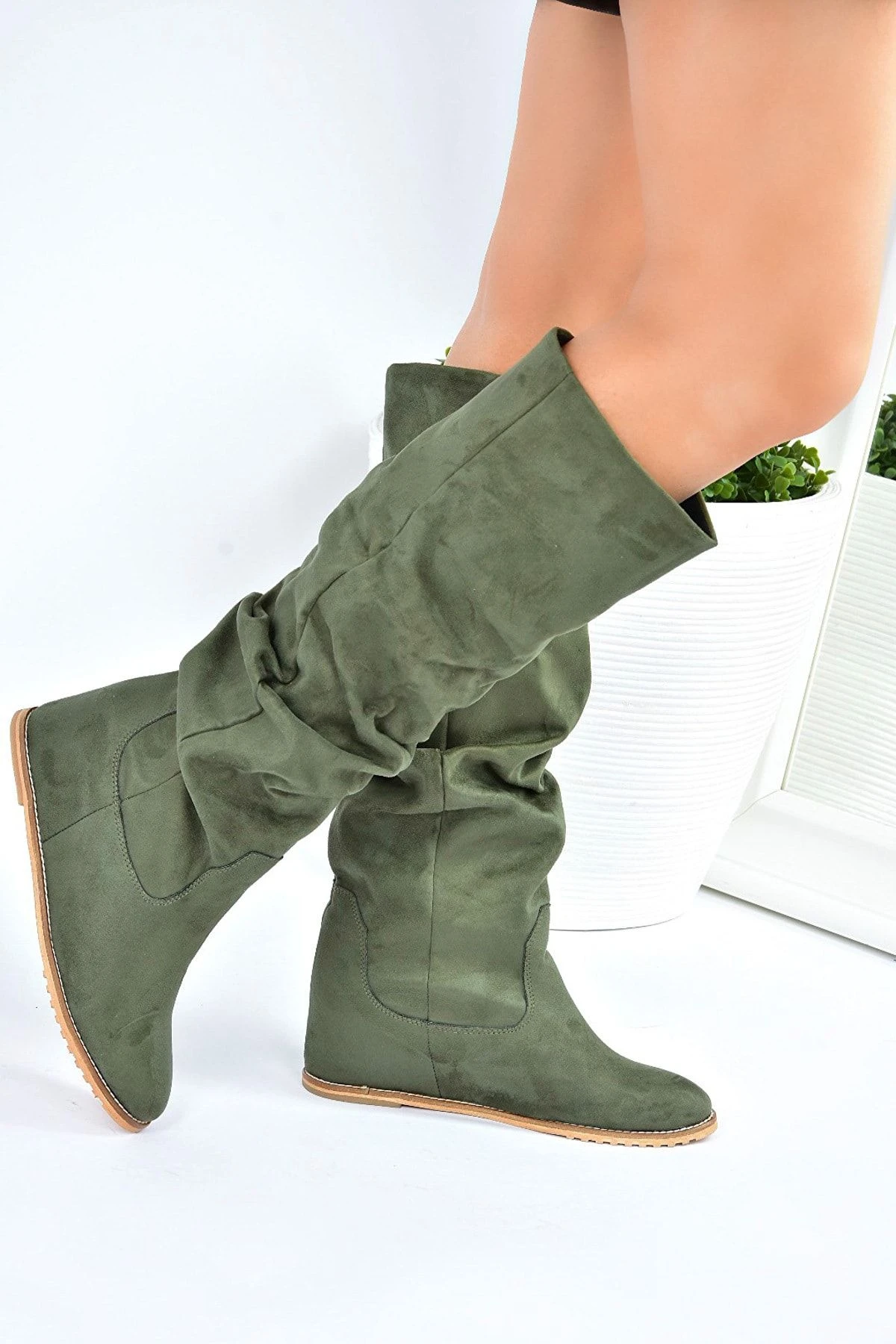 Fox Shoes Stiefel - Khaki - Flacher Absatz Damen Stiefel 170792409 3 Fox Shoes Stiefel - Khaki - Flacher Absatz Damen Stiefel 170792409