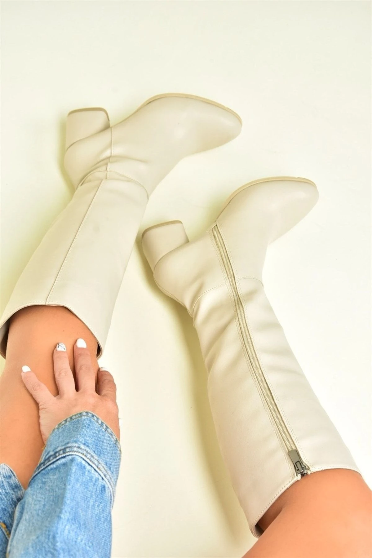 Fox Shoes Stiefel - Beige - Blockabsatz Damen Stiefel 356782080 5 Fox Shoes Stiefel - Beige - Blockabsatz Damen Stiefel 356782080 – Bild 3