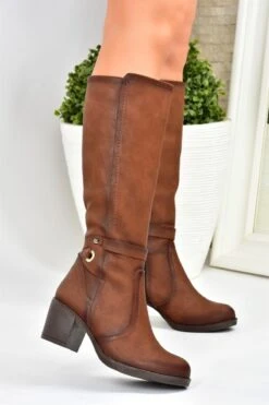 Fox Shoes Stiefel - Braun - Blockabsatz Damen Stiefel 161222986 -Panama Schuhe Geschaft 3 org zoom 503